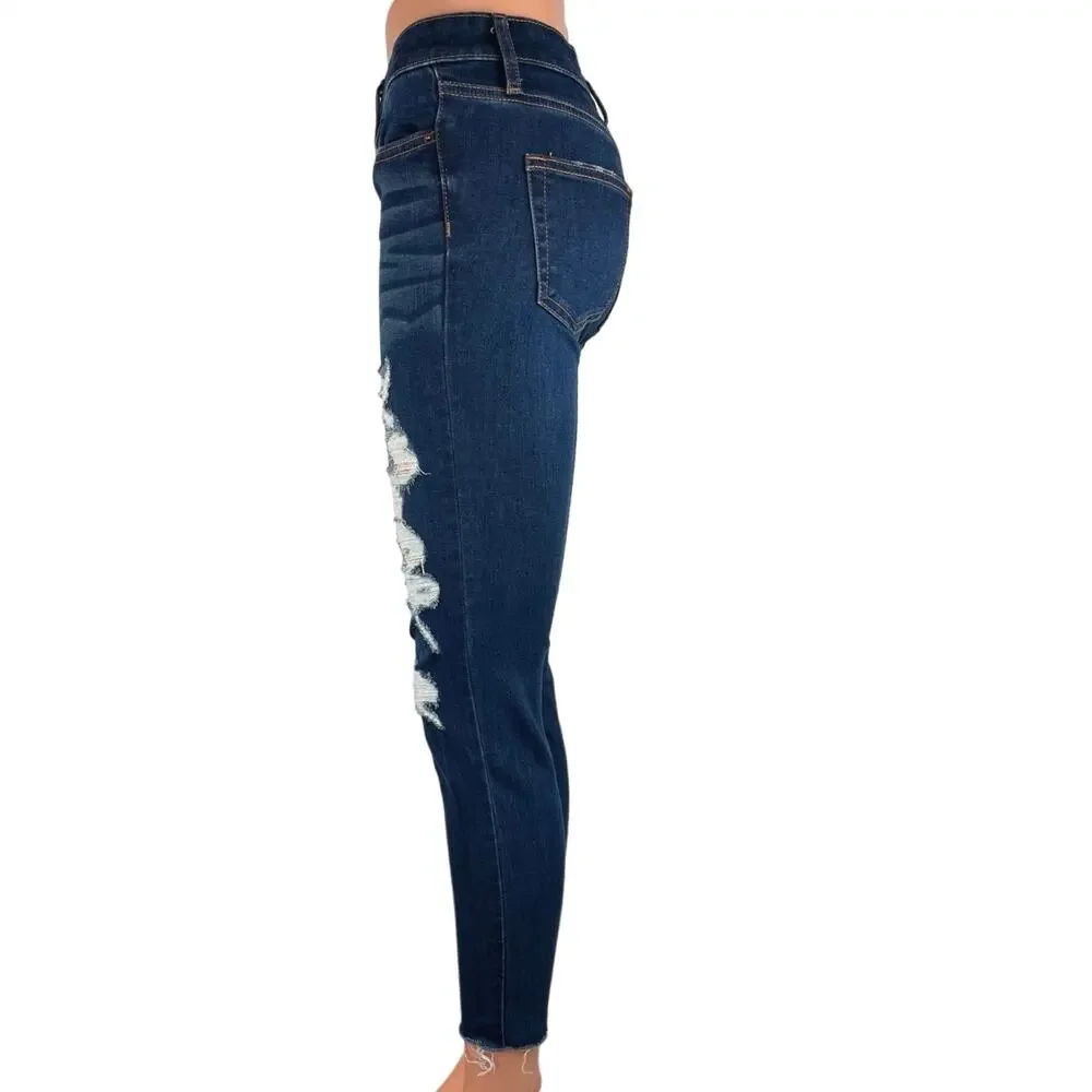Wild Fable Blue Distressed Ripped Stretch Super Skinny Denim Jeans Pants Size 0
